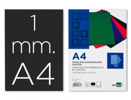 Capa de encadernacao liderpapel cartao din a4 1 mm preta pack de 50 unidades , Liderpapel , 64088 , 8423473640887